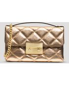 MICHAEL Michael Kors Crossbody - Sloan Small Quilted Metallic Messenger - Lyst