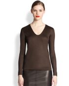 Akris Silk Jersey V-Neck Tee - Lyst