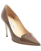 Jimmy Choo Iridescent Silver Patent Leather Pumps - Lyst