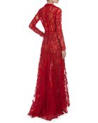 Valentino Longsleeve Deepv Lace Patchwork Gown - Lyst