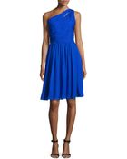 Ml Monique Lhuillier One-Shoulder Chiffon Cocktail Dress - Lyst