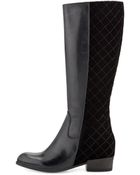 Sesto Meucci Sarita Quilted Velvet Contrast Knee Boot - Lyst