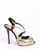Christian Louboutin Champagne Snake Embossed 'Cross Street' Sandals - Lyst