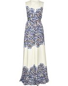 Lela Rose Feather Printed Maxi Gown - Lyst