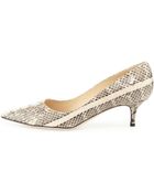 Jimmy Choo Aza Snakeskin Pointy Kitten-heel Pump - Lyst