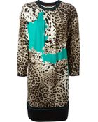 Roberto Cavalli Leopard Print Knit Dress - Lyst