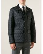 Burberry Brit Leather Trim Quilted Jacket - Lyst