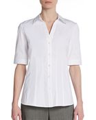 Lafayette 148 New York Gilly Stretch Cotton Blouse - Lyst