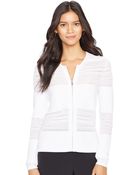 Lauren by Ralph Lauren Pointelle-Knit Zip-Front Cardigan - Lyst