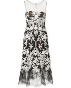 Oscar de la Renta Lace-Trimmed Embellished Tulle Dress - Lyst