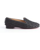 Christian Louboutin Grey and Black Rolling Spikes Loafers - Lyst