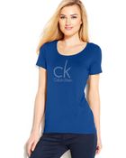 Calvin Klein Short-Sleeve Studded Logo Tee - Lyst