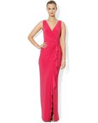 Lauren by Ralph Lauren Sleeveless Ruffled Gown - Lyst