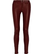 Current/Elliott The Ankle Skinny Mid-Rise Leather Pants - Lyst