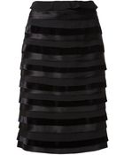 Oscar de la Renta Velvet Tiered Skirt - Lyst