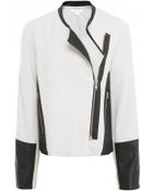 Helmut Lang Striped Jacquard & Leather Jacket - Lyst