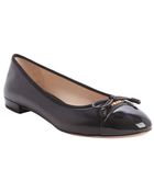 Prada Black Cap Toe Bow Detail Ballet Flats - Lyst