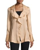 Donna Karan New York Long-Sleeve Ruffled Silk Blouse - Lyst