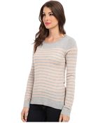 Vince Camuto Ls Stripe Crew Neck Sweater - Lyst
