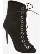 Barbara Bui Open-Toe Lace-Up Grommet Suede Bootie - Lyst