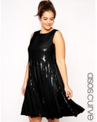 Asos Curve Mesh & Sequin Skater Dress - Lyst
