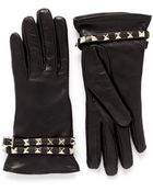 Valentino Rockstud Strap Leather Gloves - Lyst