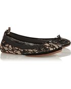 Yosi Samra Fold-Up Lace And Suede Ballet Flats - Lyst