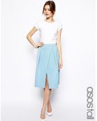 Asos Tall Midi Skirt With Crossover Front In Scuba - Lyst