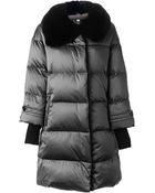 Burberry London Rabbit Fur Collar Padded Coat - Lyst