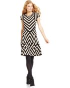 Eci Printed Capsleeve Aline Dress - Lyst