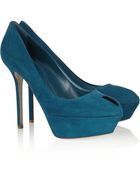 Sergio Rossi Suede Platform Pumps - Lyst