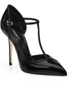 Dolce & Gabbana Patent Leather T-Strap Point-Toe Pumps - Lyst