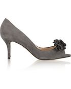 Oscar de la Renta Feefio Appliquãd Suede Pumps - Lyst