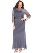 Alex Evenings Plus Size Illusion-Sleeve One-Shoulder Gown - Lyst