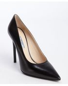 Prada Black Leather Pointed Toe Pumps - Lyst