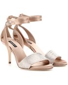 Dolce & Gabbana Bianca Embellished Satin Sandals - Lyst
