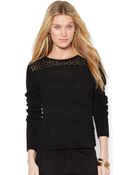 Lauren by Ralph Lauren Long-Sleeve Aran-Knit Sweater - Lyst