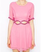 Ax Paris Dress with Diamond Waist Cutout - Lyst
