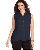 Jones New York Collection Plus Size Sleeveless Mixed-Media Blouse - Lyst