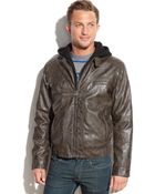 Calvin Klein Hooded Faux Leather Moto Jacket - Lyst
