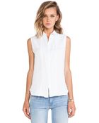 Krisa Sleeveless Safari Button Front Tank - Lyst