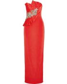 Notte By Marchesa Apppliquã©D Pleated Organza And Silk Gown - Lyst