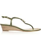 Giuseppe Zanotti Metallic Leather Wedge Sandals - Lyst
