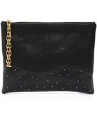 Lauren Merkin Hair Calf And Leather Colorblock Wristlet - Lyst