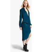 Halston Cowl Neck Silk Dress - Lyst