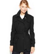 Calvin Klein Double-Breasted Belted Pea Coat - Lyst