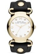Marc By Marc Jacobs Molly Black Leather Strap Watch 36mm - Lyst