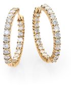 Roberto Coin Diamond 18k Gold Insideoutside Hoop Earrings1 - Lyst