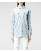 AllSaints Oversized Denim Shirt - Lyst
