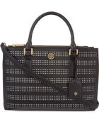 Tory Burch Robinson Perforated Mini Double Zip Tote Bag - Lyst